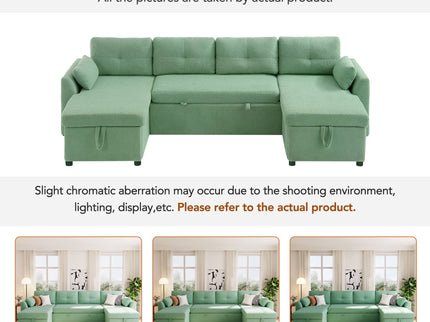 U-Shaped Sectional Sofa Bed With Storage And USB Ports