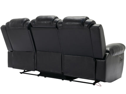 3 Pieces Recliner Sofa Sets Home Theater Seating Manual Recliner Chair With Center Console And LED Light Strip For Living Room
