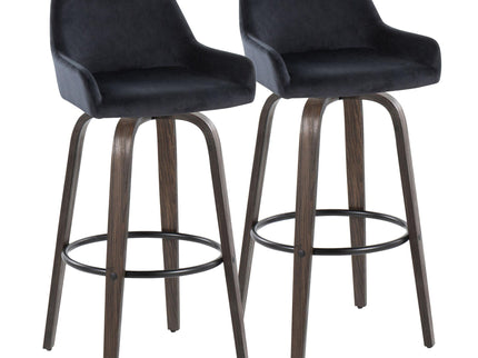 Daniella - Contemporary Fixed Height, Barstool With Swivel With Round Footrest (Set of 2)