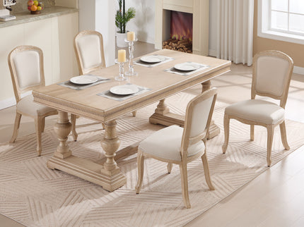 Dining Chairs Upholstered With Fan Shaped Back (Set of 2) - Beige