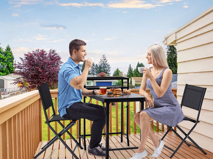 3 Piece Patio Bistro Set, Patio Set Of Foldable Patio Table And Chairs, Outdoor Patio Furniture Sets - Black