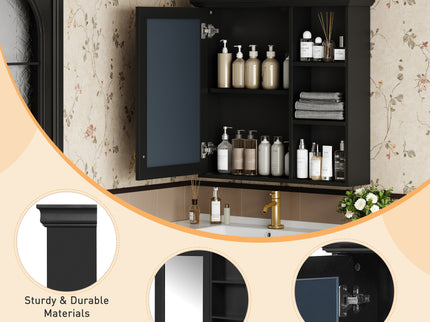 Wall Mounted Bathroom Medicine Cabinet With Mirror And Adjustable Storage With Soft Close Hinges
