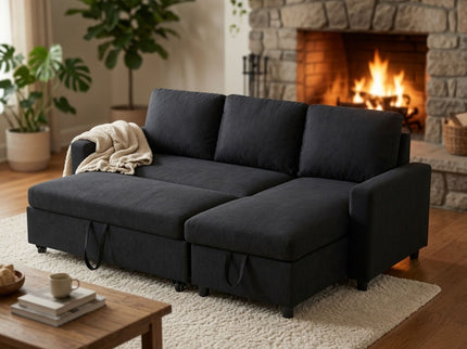 L - Shaped Convertible Sofa Bed With Storage Chaise