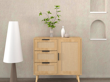 Dresser With Drawers And Adjustable Shelf - Antique Natural / Rattan