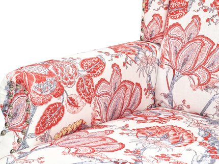 Accent Chair With Floral Upholstery And Nailhead Trim