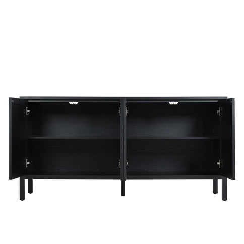 Stylish Storage Cabinet Sideboard With Unique Geometric Circle Door Design - Black