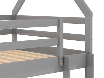 Low Bunk Bed With House Shaped Frame And Ladder