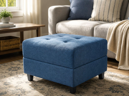 Ottoman, Compact Footrest For Living Room - Navy Blue