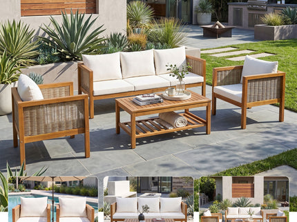 Patio Set Outdoor With Coffee Table And Cushions