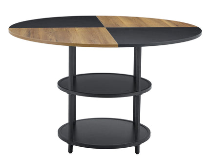Diameter - Modern Splicing Circular Dining Table Double Layer Storage - Wood / Black