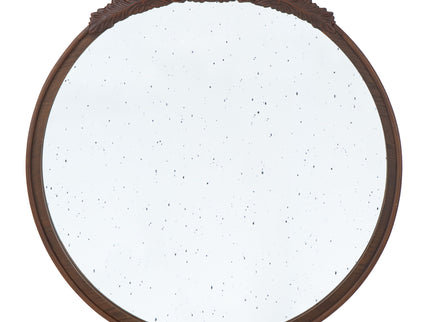 Round Hand Carved Rose Antique Mirror Frame, Wall Mirror For Live Space