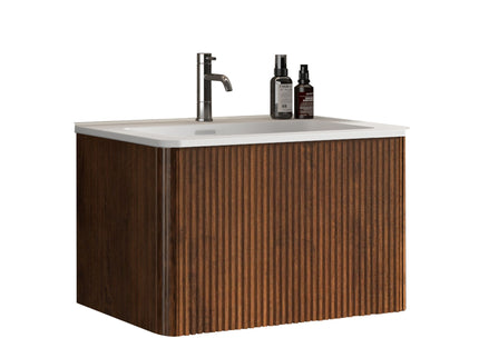 Etna - Striped Bathroom Vanity With Ceramic Sink, Wall Mounted Floating Bathroom Vanity For Modern Bathroom