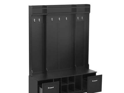 5 In 1 Entryway Bench With Coat Rack, 7 Sturdy Hooks, 2 Spacious Drawers And Adjustable Shelves