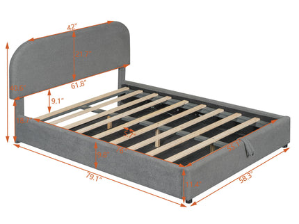 Upholstered Platform Bed With Hydraulic Storage System