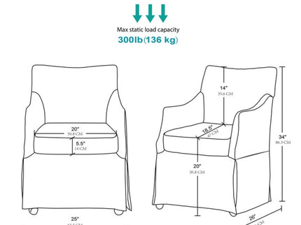 London - Upholstered Skirted Dining Arm Chair