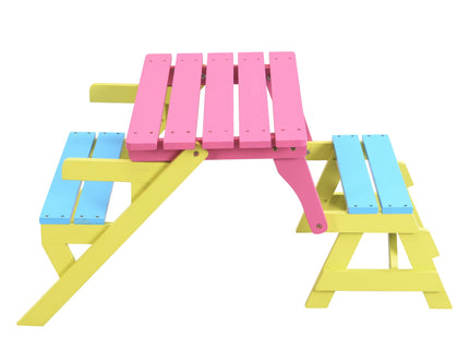 Kids Multi-Functional Arm Chair, Table With 2 Benches All-In-One Set