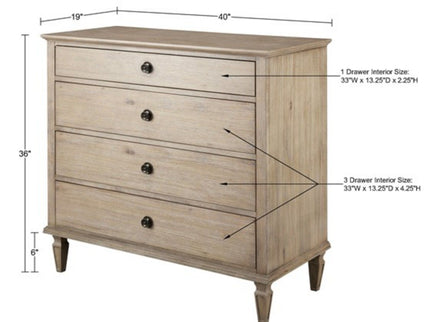 French Inspired Small Dresser - Wire Brushed Light Natural