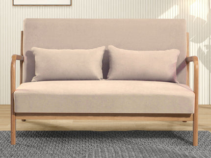 Leisure Chair With Solid Wood Armrest And Feet, Mid-Century Modern Accent Sofa, 2 Seat
