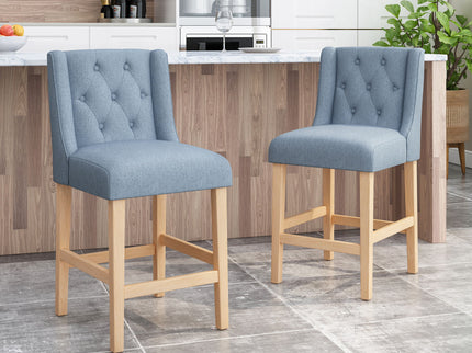 Vienna - Contemporary Fabric Tufted & Wingback Counter Stools (Set of 2)