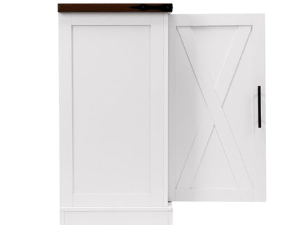 Barn Door Storage Cabinet With 2 Drawers & Door Rack, Adjustable Shelves