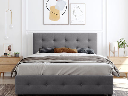 Upholstered Platform Bed With Classic Headboard And Drawers, No Box Spring Needed