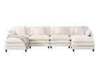 Beige / 3 Pc. 4 Seater Sectional, 2 Ottomans