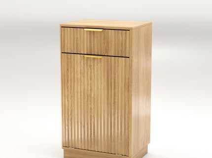 Tilt Out Trash Can Cabinet With Wave Textured Drawer & Pull Out Bin