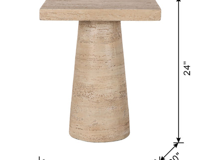 Square Side Table With Pedestal Base