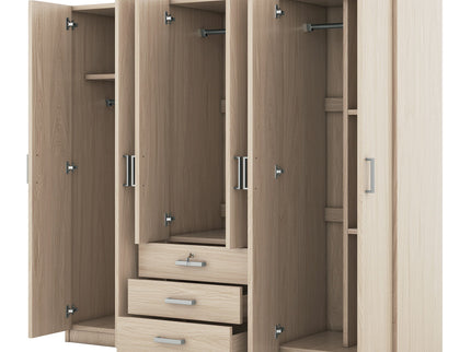 6 Doors Wardrobe Storage For Bedroom, With Big Drawers