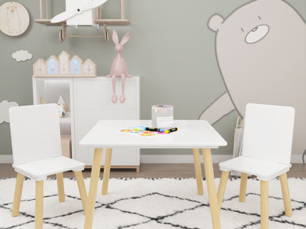 Kids Table And 2 Chairs Set, 3 Piece Toddler Activity Play - White