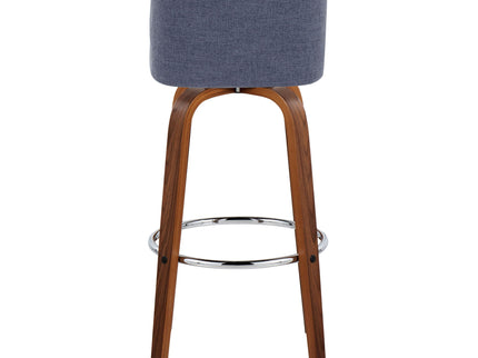 Toriano - Mid Century Modern Fixed Height, Barstool With Swivel With Round Footrest (Set of 2)