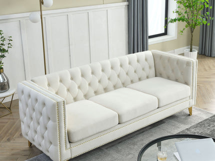 Upholstered Couch Sofa With Button Tufting For Living Room