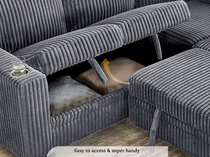 L-Shaped Sofa With Pull Out Sofa Bed With USB