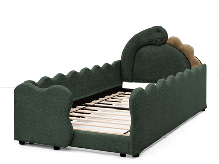 Cute Dinosaur Shaped Bed With Safety Guardrail, Toddler Frame