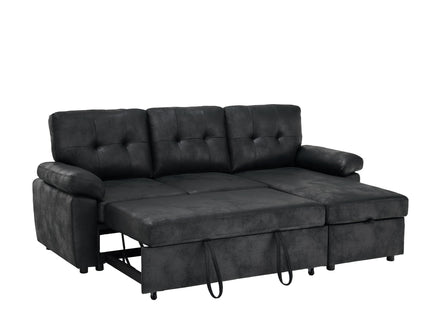 Convertible L - Sectional Sofa Bed With Storage Chaise And Padded Armrests