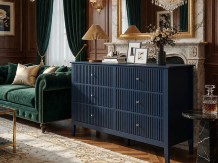Modern 6 Drawer Fluted Dresser