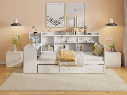 Daybed With 3 Drawers USB Ports And Desk