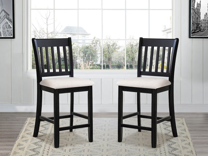 Transitional Rubberwood Dining Room Chairs (Set of 2) With Slatted Back - Black