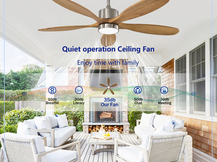 Ceiling Fan With Lights Quiet DC Motor Ceiling Fans 6 Speed Levels - Nickel