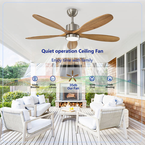 Ceiling Fan With Lights Quiet DC Motor Ceiling Fans 6 Speed Levels - Nickel