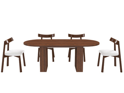 Oval Dining Table Set For 6 With 4 Chairs - Walnut