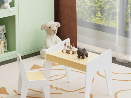 Table Set With 1 Chair, Children Study Table For Ages 2 - 8 - White