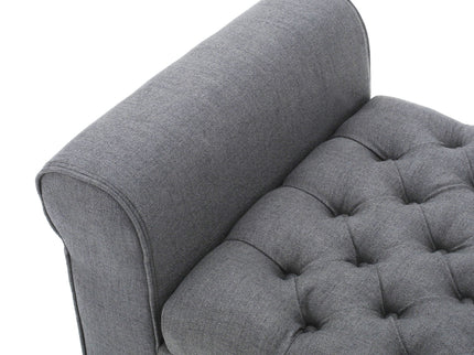Hayes - Contemporary Armed Storage Bench With Rolled Arms And Button Tufting