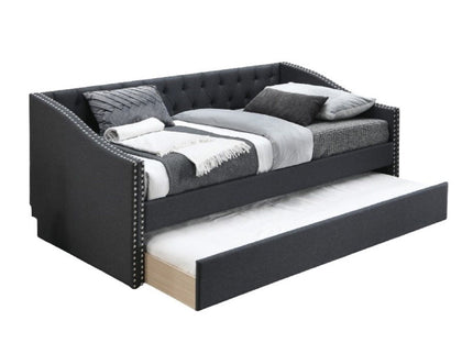 Daybed With Trundle Nailhead Trim Button Tufted