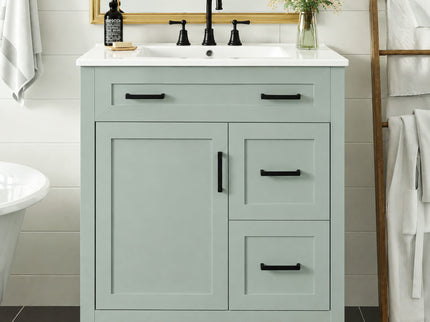 Bathroom Vanity With Sink, 2 Soft Close Drawers, 1 Soft Close Door, Adjustable Shelf