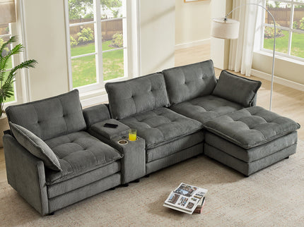 Oversized Modular Sectional Sofa With Multi Functional Console