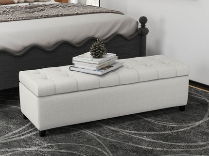 Upholstered Storage Ottoman Bench, Foot Rest For Bedroom