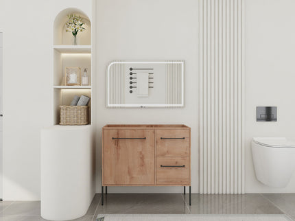 35" Freestanding Bathroom Vanity With Soft Close Doors And 2 Drawers (Vanity Only) - Imitative Oak