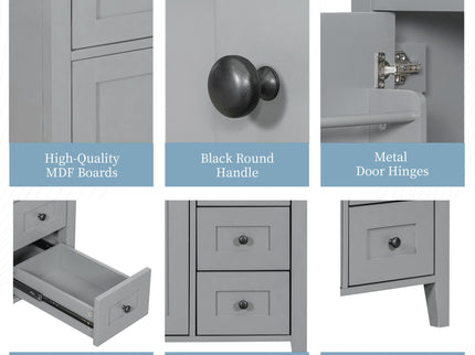 Bathroom Vanity With Sink, Cabinet With 3 Drawers And Adjustable Shelf