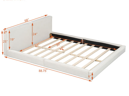 Upholstered Platform Bed, Grounded Bed With Solid Frame